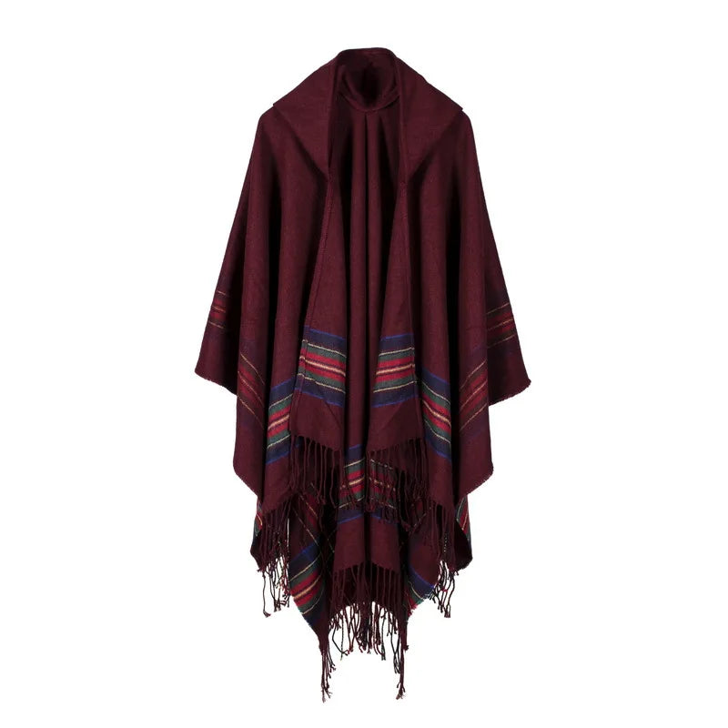 New design 100% ACRYLIC foulard femme Autumn / Winter warm fashion cloak poncho 130*150CM Black/Gray/Wine Red/Khaki tippet shawl