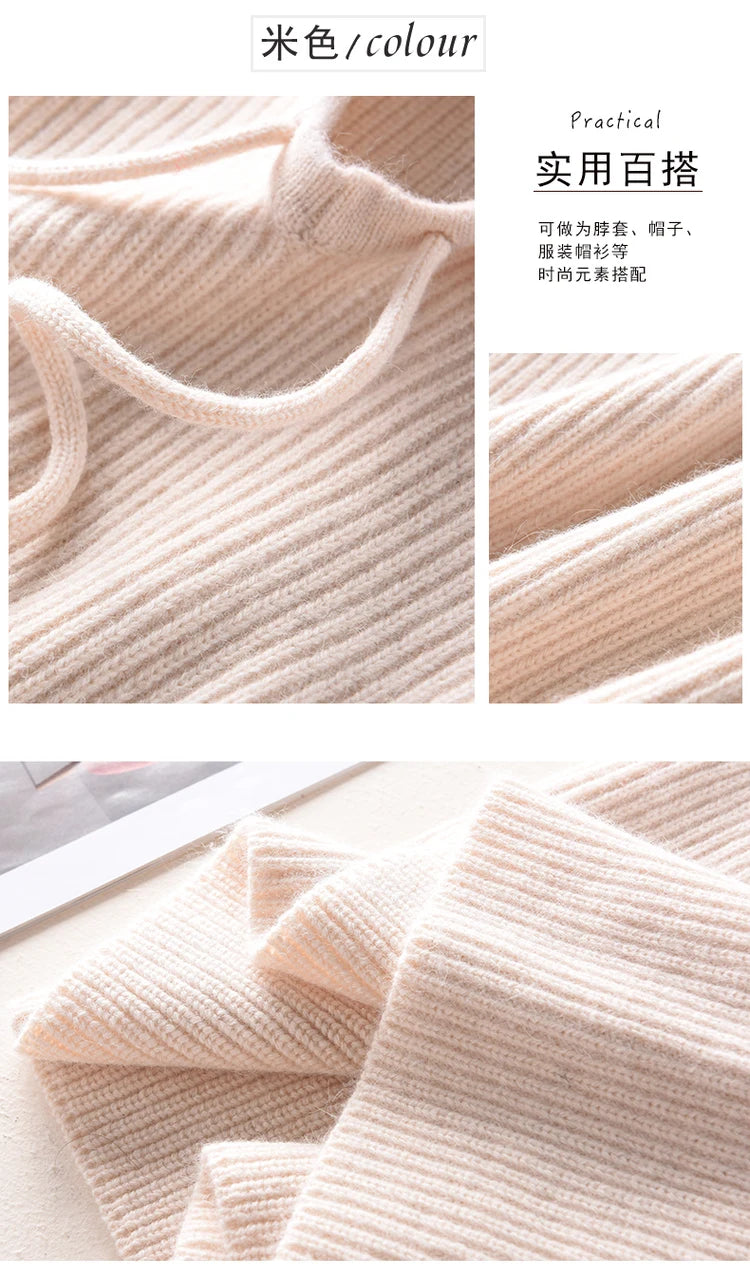 Women Cashmere Wool Hats Bib One Female Winter Thick Knitted Skullies Version Cap Earmuffs Collar Soft Warm Beanies Hooded Scarf