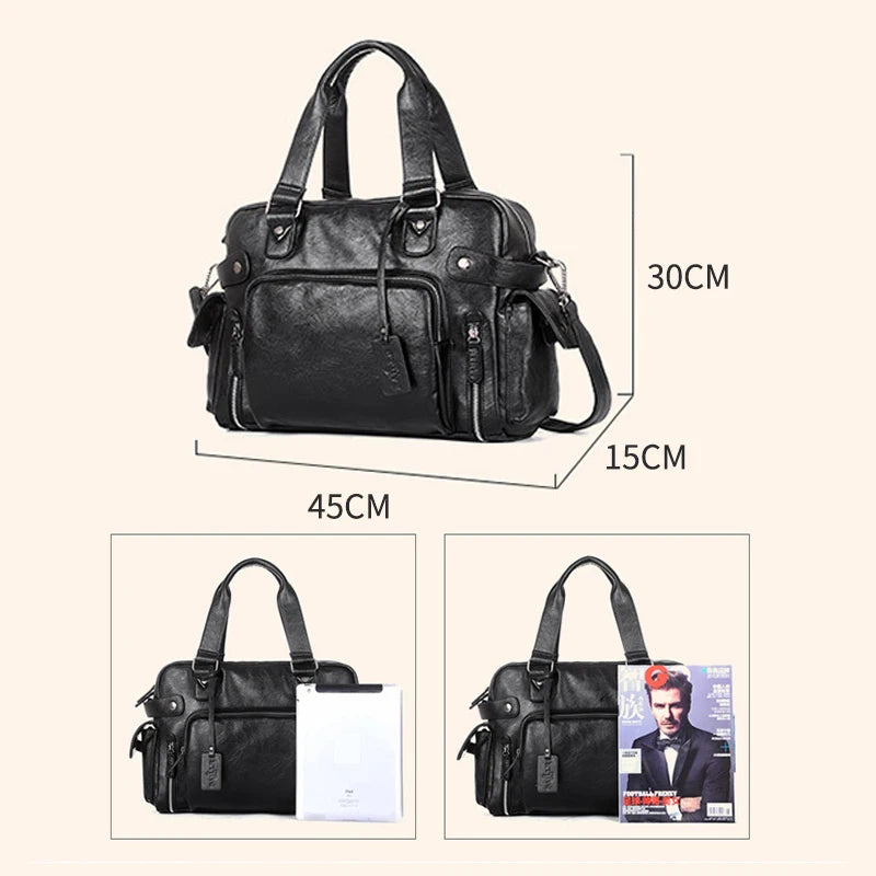 Brand Designer Travel Bag Leather Handbags Men'S Casual Tote for Men Large-Capacity Portable Shoulder Bags Big Package XA214ZC