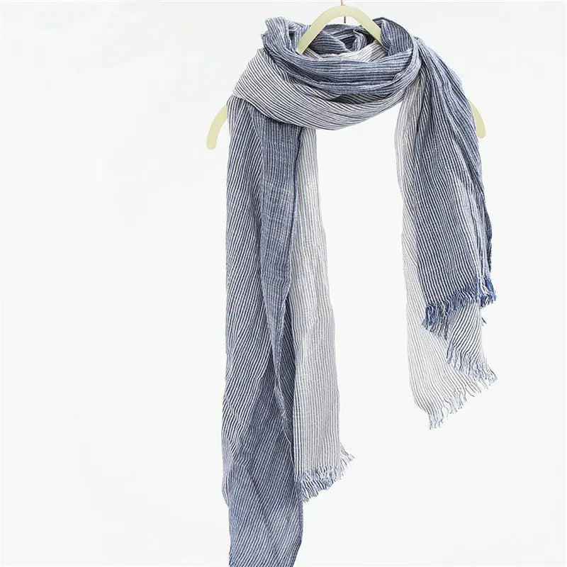 Unisex Men Women Ombre Shawl Spring Summer Cotton Blend Gradient Scarves Hijab Casual Male Scarves Crinkle Global Scarf YG367