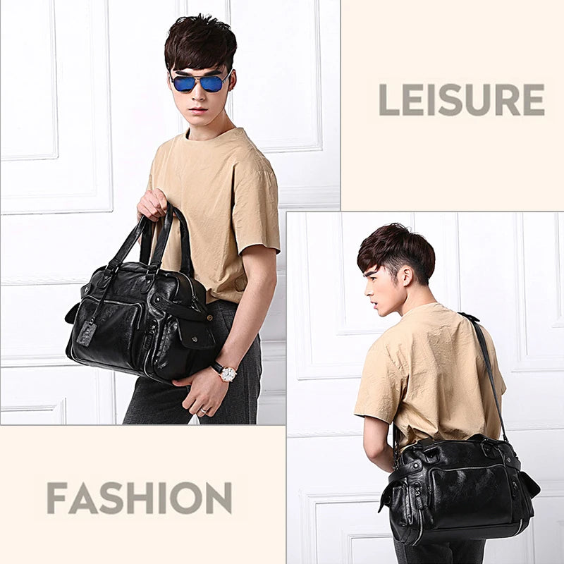 Brand Designer Travel Bag Leather Handbags Men'S Casual Tote for Men Large-Capacity Portable Shoulder Bags Big Package XA214ZC