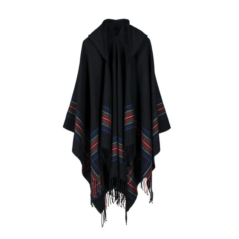 New design 100% ACRYLIC foulard femme Autumn / Winter warm fashion cloak poncho 130*150CM Black/Gray/Wine Red/Khaki tippet shawl