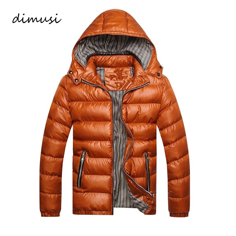 DIMUSI Winter Men Padded Jacket Fashion Cotton Thermal Thick Parkas Male Casual Outwear Windbreaker Hoodies Coats Brand Clothing