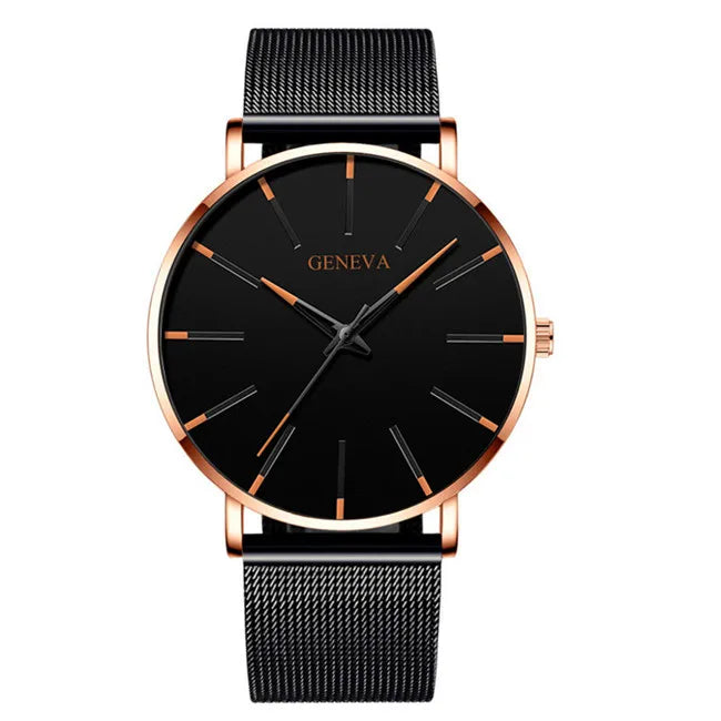 Men's Fashion Minimalist Ultra Thin Watches for Men Simple Business Stainless Steel Mesh Belt Quartz Watch relogio masculino