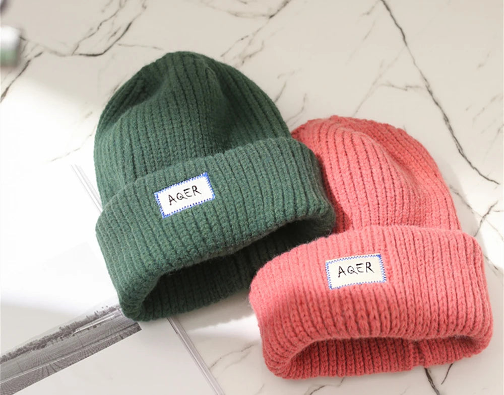 Loose Big Head Knitted Hat Women's Warm Wool Hat Satin Outdoor Autumn and Winter Show Small Face Dome Hat Clothing Accessories