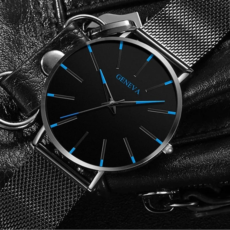 Men's Fashion Minimalist Ultra Thin Watches for Men Simple Business Stainless Steel Mesh Belt Quartz Watch relogio masculino