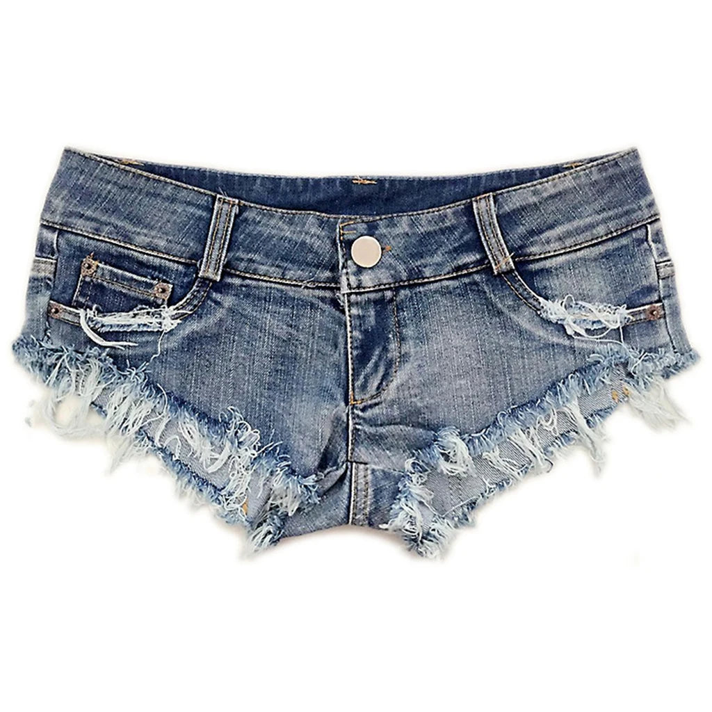 Low Waist Shorts Mini Hot Jeans Pole Dance Thong Bar Shorts Micro Sports Denim Beach Casual Lady