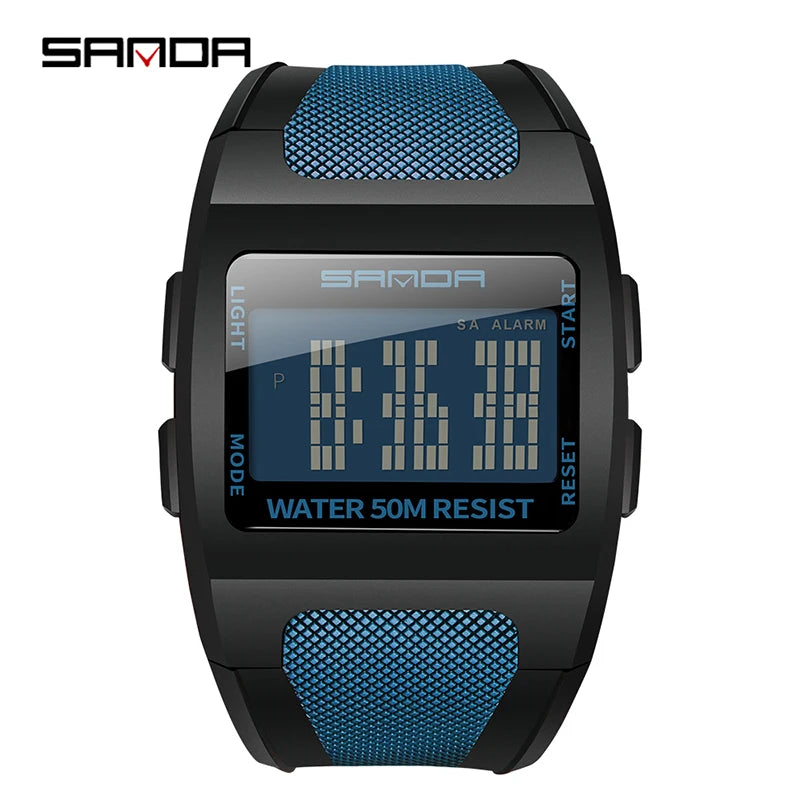 Men's Watch Military LED Digital Display 30M Waterproof Alarm Clock Sports Electronic Wristwatch SANDA Top Brand erkek kol saati