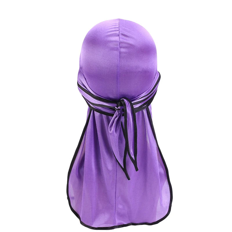 Durag Long Tail Silky Scarf Muslim Doo Rag Pirate Hat Durag Chemo Caps Skull Hat Turban hair band Bandanas 18 colors for Choose