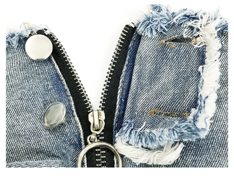 2022 New Summer Female Sexy Low Waist Jeans Denim Shorts Hollow Out Zipper Hole Thong Dj Pole Dance Shorts Nightclub