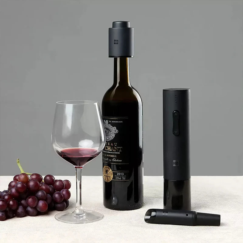 Huohou Automatic Red Wine Bottle Opener Gift Package Cap Stopper Fast Decanter Electric Corkscrew Foil Cutter Cork Out Tool