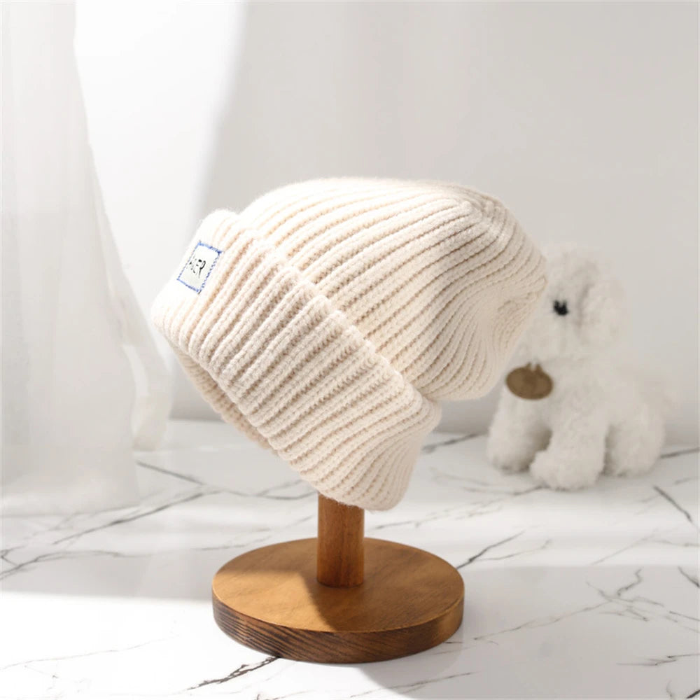 Loose Big Head Knitted Hat Women's Warm Wool Hat Satin Outdoor Autumn and Winter Show Small Face Dome Hat Clothing Accessories