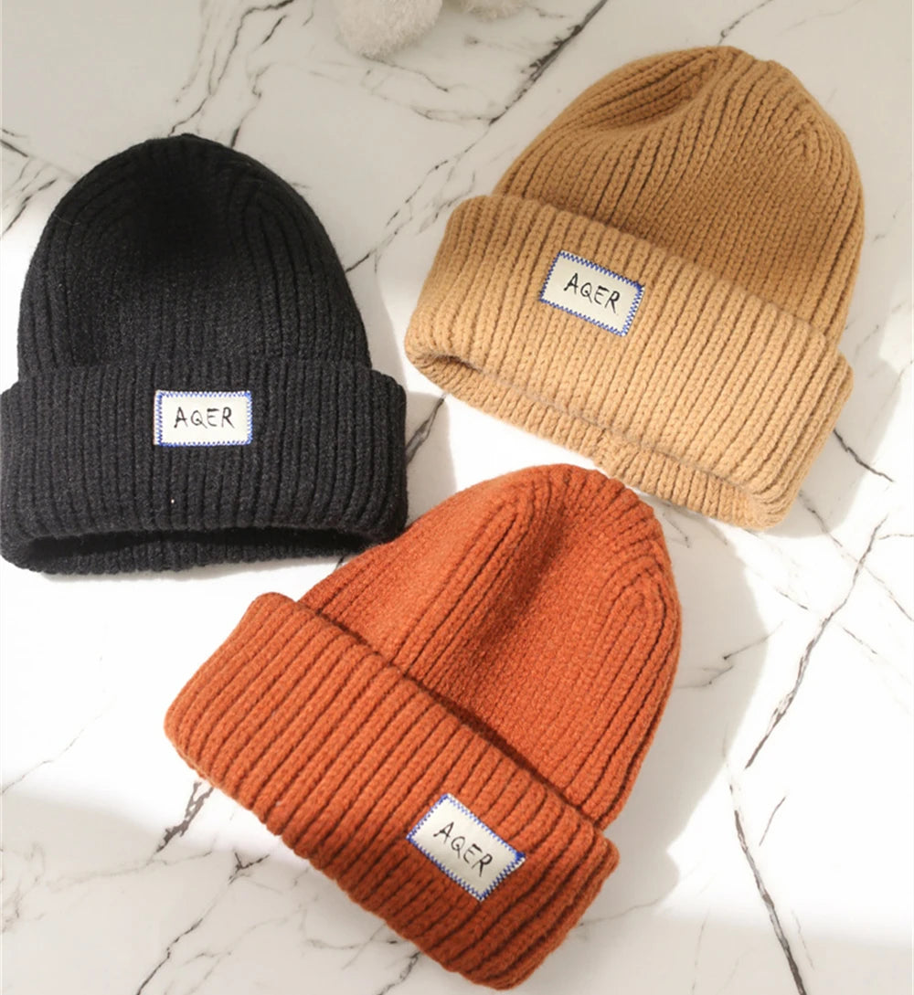 Loose Big Head Knitted Hat Women's Warm Wool Hat Satin Outdoor Autumn and Winter Show Small Face Dome Hat Clothing Accessories