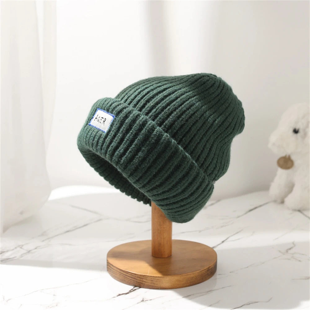 Loose Big Head Knitted Hat Women's Warm Wool Hat Satin Outdoor Autumn and Winter Show Small Face Dome Hat Clothing Accessories