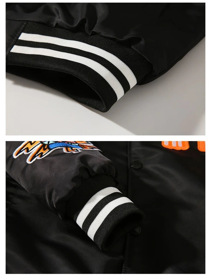 Winter Varsity Jacket Men Women Embriodey Basketball Jacket Retro Fashion Pilot Jacket Men Animal Couple Clothes High Street