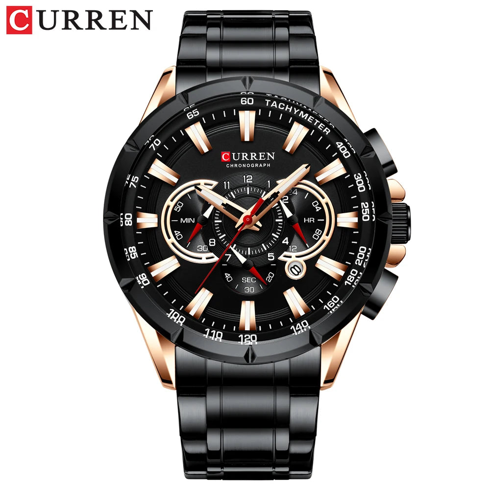 CURREN Wrist Watch Men Waterproof Chronograph Military Army Stainless Steel Male Clock Top Brand Luxury Man Sport Watches 8363