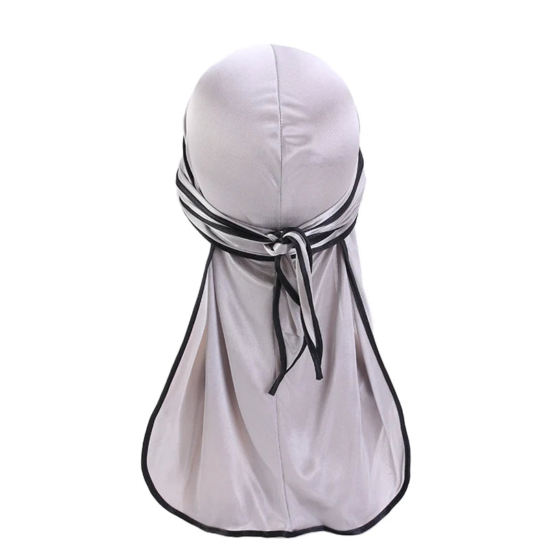 Durag Long Tail Silky Scarf Muslim Doo Rag Pirate Hat Durag Chemo Caps Skull Hat Turban hair band Bandanas 18 colors for Choose