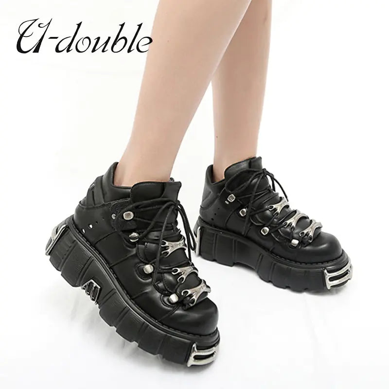 U-DOUBLE Marke Punk Stil Frauen Schuhe