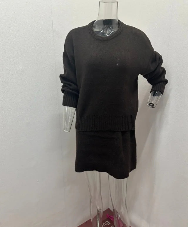 2-Piece Knitted Sweater & Skirt Set