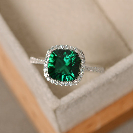 Women's Ring Emerald Marriage Engagement Ring