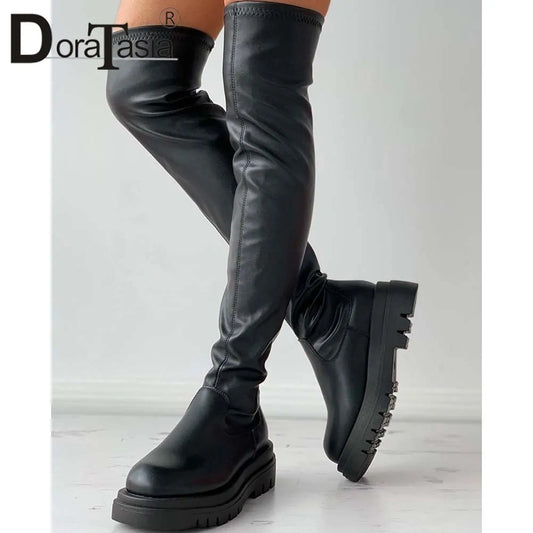 Overknee-Stiefel mit Plateausohle für Damen