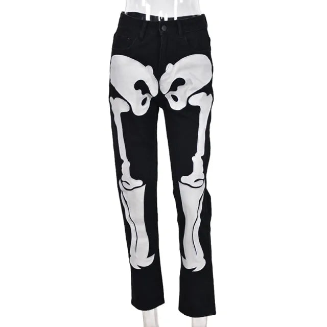 Skull Printed Denim Jeans