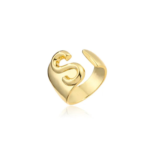 Adjustable Gold Alphabet Ring For Women