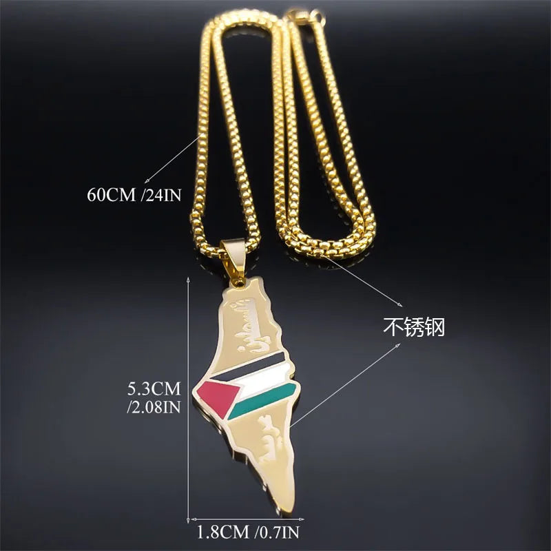 HNSP Palestine Flag Stainless Steel Pendant Necklace Chain For Men Women Jewelry Accessories