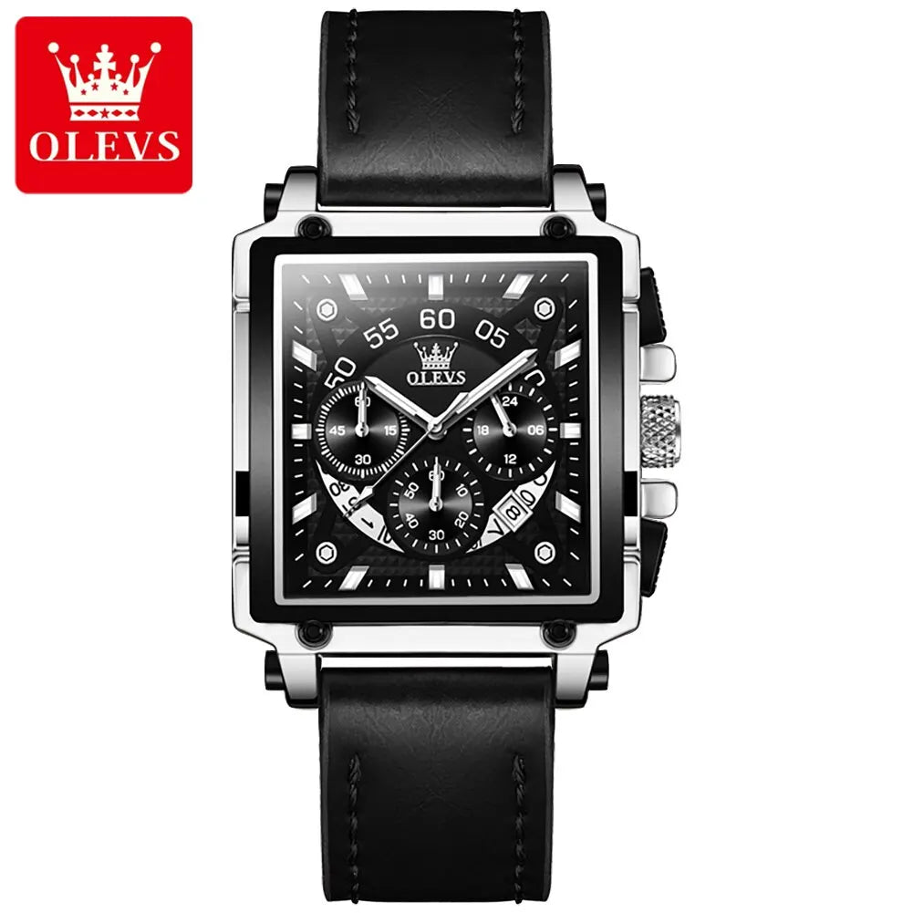 OLEVS Top Brand Male Watches Square Quartz Watch Watch For Men Waterproof Leather Strap Sport Clock Male Relogio Masculino