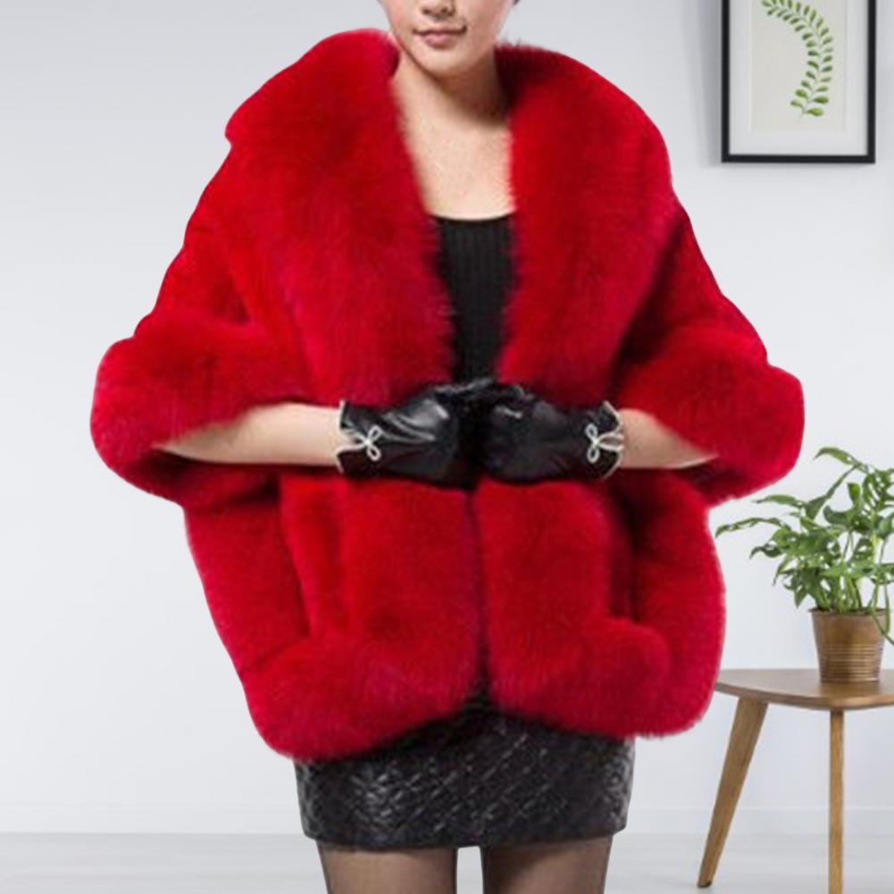 Faux Fur Shawl Faux Rabbit Collar Winter Shawls Elegant Bridal Fur Wrap Shawl Plush Warm Cape Coat Fluffy Poncho Women Jacket