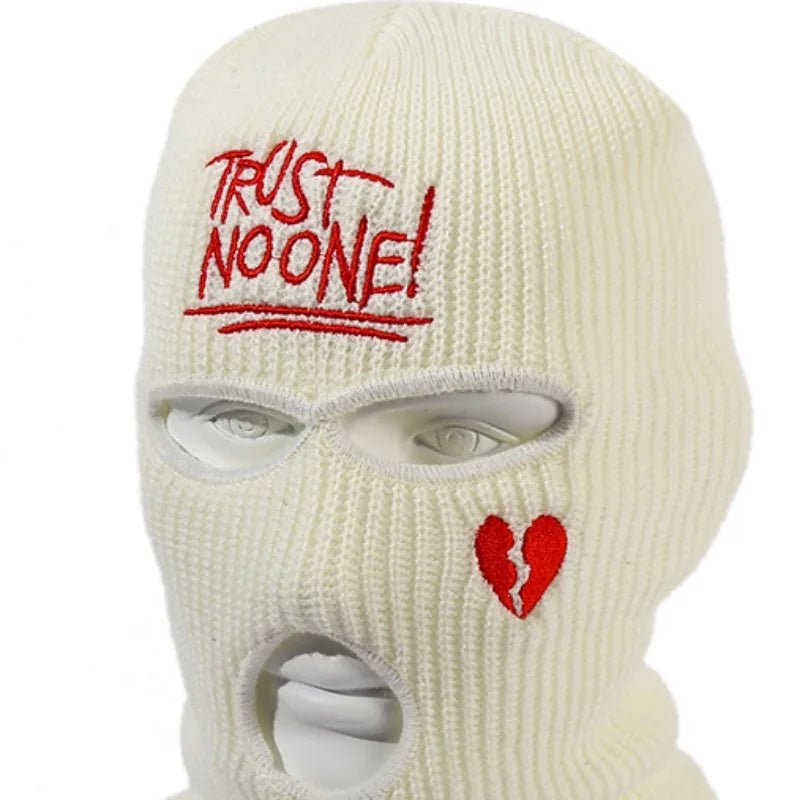 Trost Noone Stickerei Drei-Loch Sturmhaube Strickmütze Army Tactical CS Winter Ski Reitmaske Beanie Prom Party Maske Warme Maske