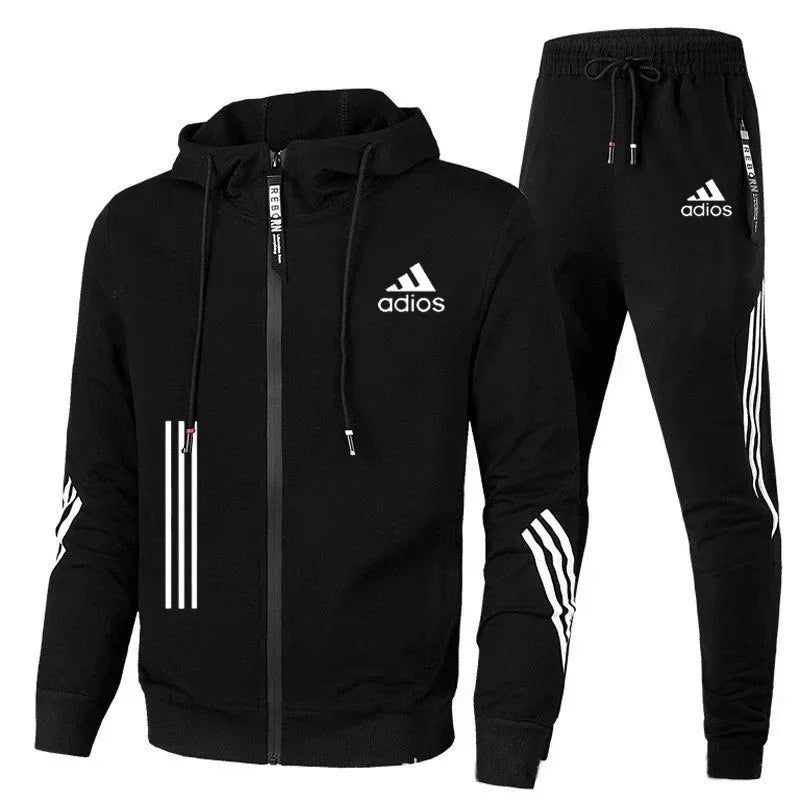 Men's clothing Spring and autumn zipper hoodie + pants 2 sets of leisure fitness breathable fashion high quality jogging suit