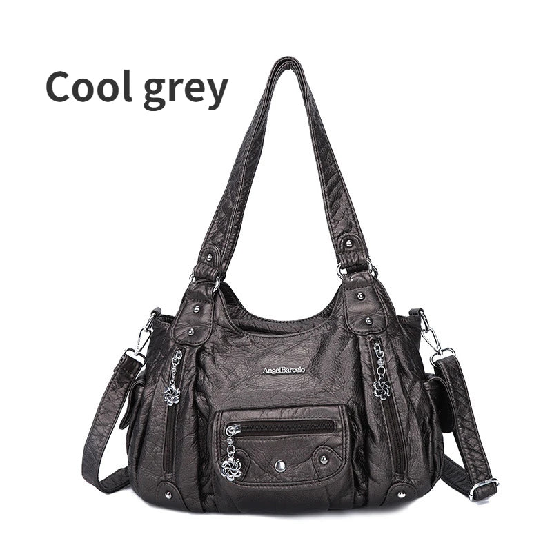 Women luxury handbags women bags designer Vintage Soft Leather Bags Fashion Satchel Motorcycle Bag Tote Bags  messenger bag