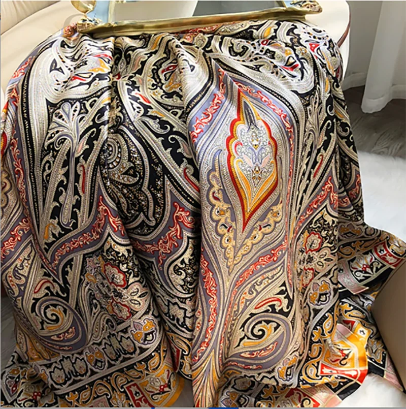 Luxury Design Brand Print Hijabs Scarfs Women Cashew Beach Stoles Pashmina Large Shawl Wrap Headband Foulard New Decor