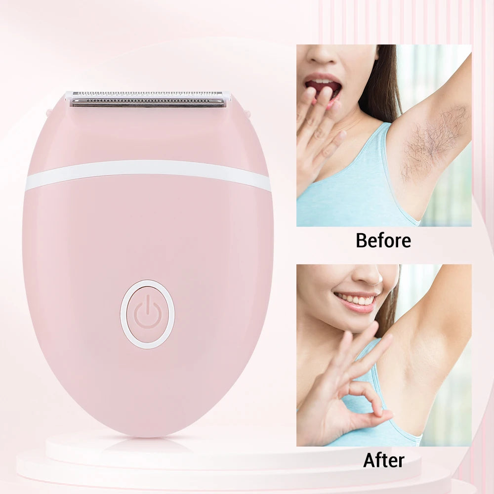 Portable Electric Hair Removal Epilator Women Cordless Wet/Dry Permanent Painless Face Body Hair Pink Trimmer Detachable Head