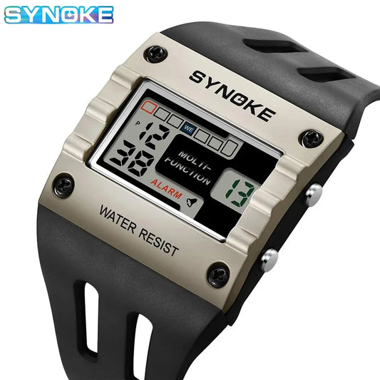 SYNOKE Digital Watch Men Sports Electronic Watch Waterproof Night Glow Large Screen Square Student Watch Outdoor New Color Trend