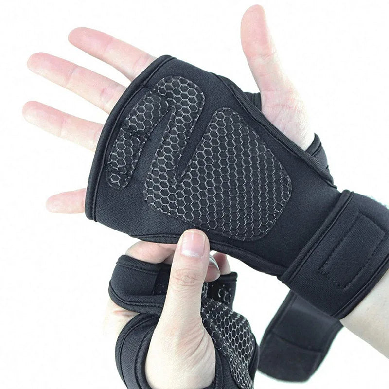 1Pair Weight Lifting Training Gloves Women Men Fitness Sports Body Building Gymnastics Grips Gym Hand Palm Protector Gloves