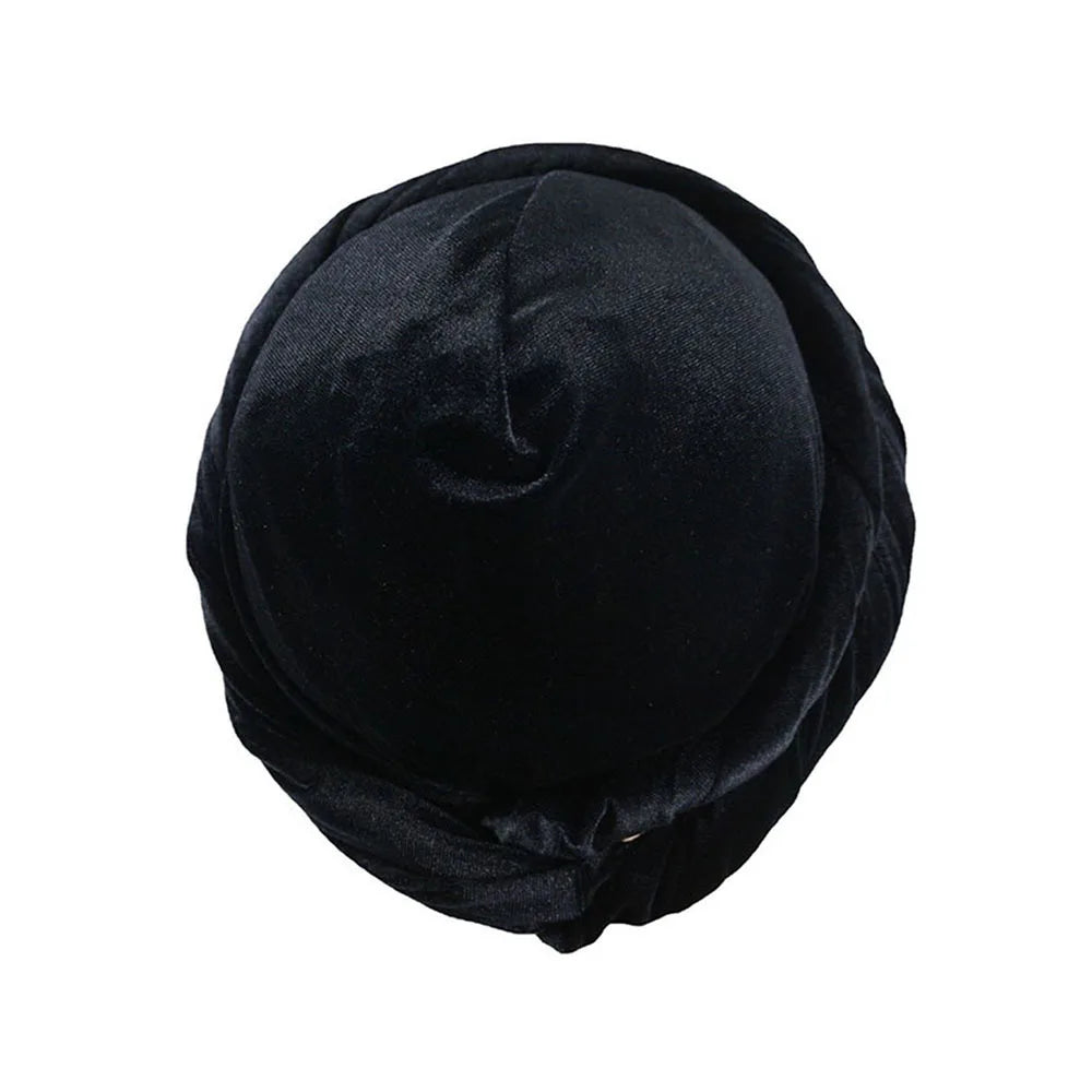 Velvet Halo Turban for Men Satin Lined Turbans Soft Twist Head Wrap Silky Lined Durags Street Hip Hop Male Bonnet Hat