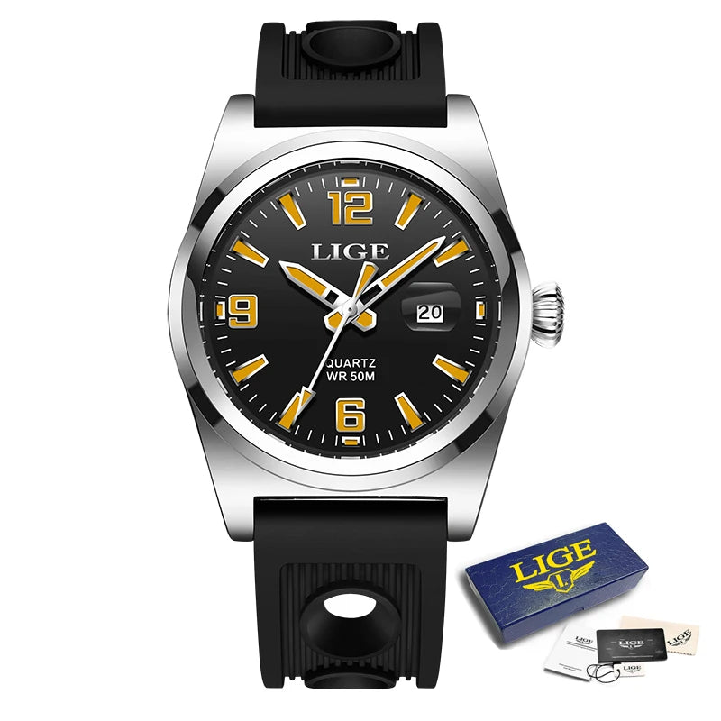 LIGE Top Luxury Mens Watch Fashion Sports Quartz Wristwatches Male Original Brand Waterproof Luminous Watches Men Reloj Hombre