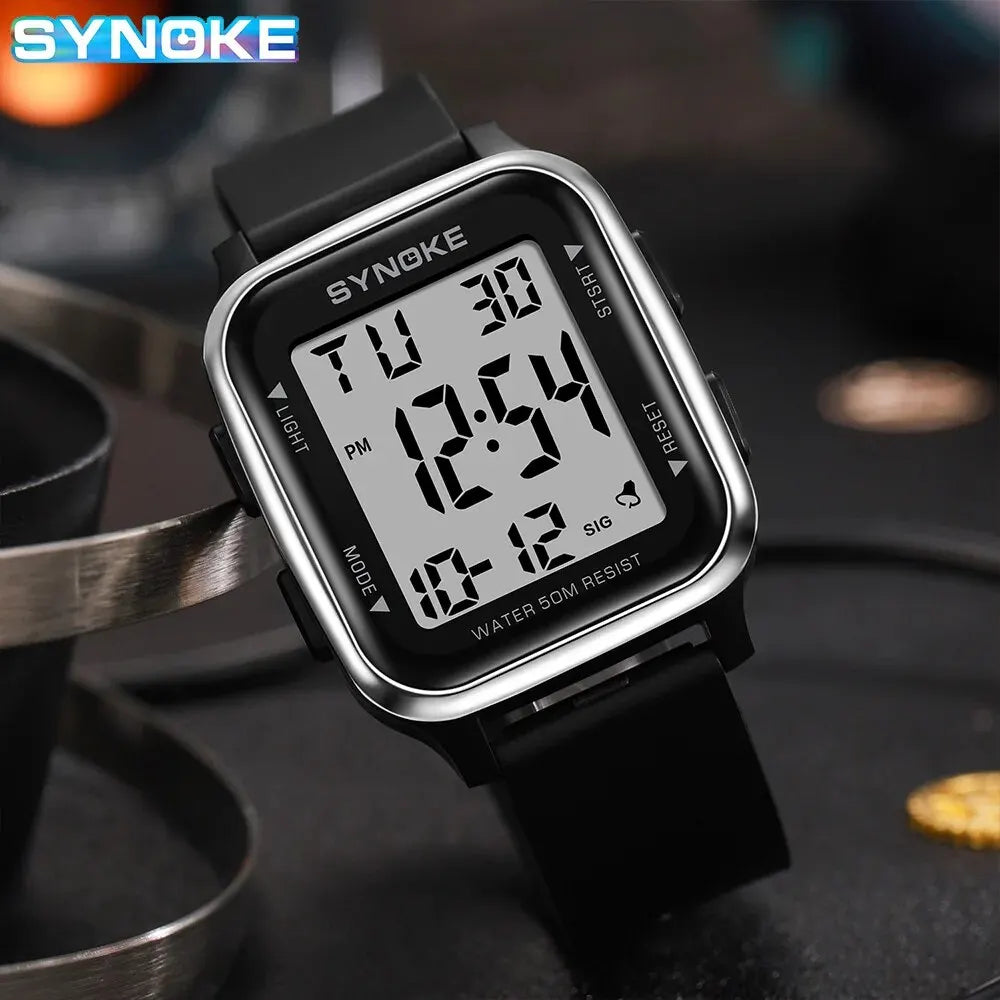 SYNOKE Uhr Outdoor Sport Multifunktionale Wasserdicht Stoßfest Großes Display Leuchtende LED Digital Uhr Für Männer