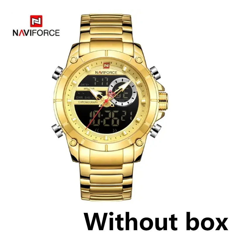 NAVIFORCE 9163 Luxury Original Sports Men Wristwatch Quartz Steel Waterproof Digital Fashion Male Watch Relogio Masculino