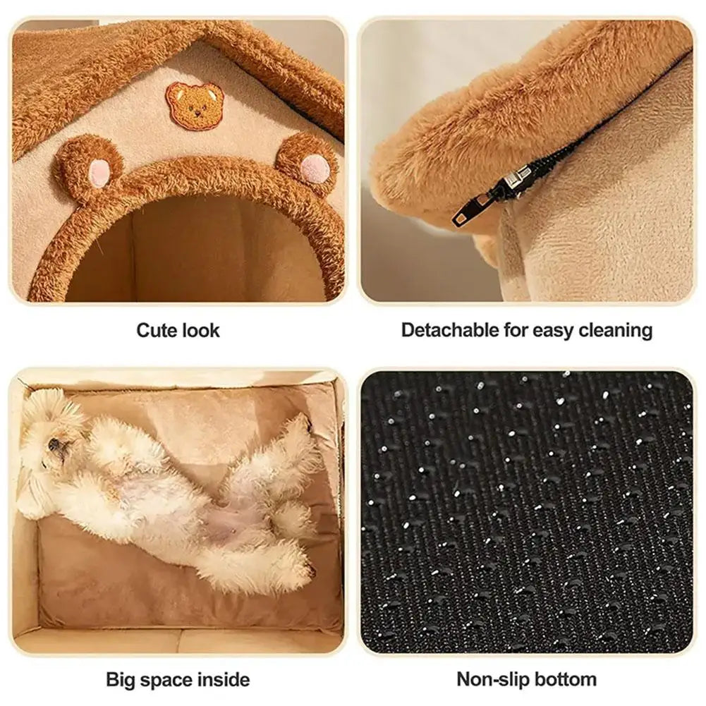 Pet Nest Cat Bed Cave Removable Cat House Cat Tent With Removable Mat Suitable For All Seasons Indoor Dog House Cat Bed