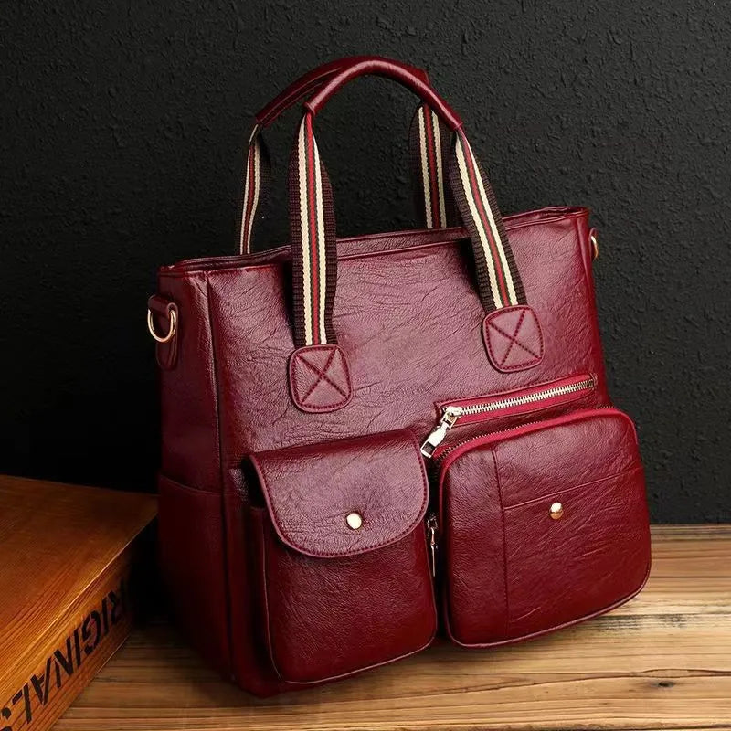 Women's Handbag Women's Shoulder Bag Fashion Purse Vintage Leather Bag Large Capacity Handbag Inclined Shoulder Bag Mom's Bag