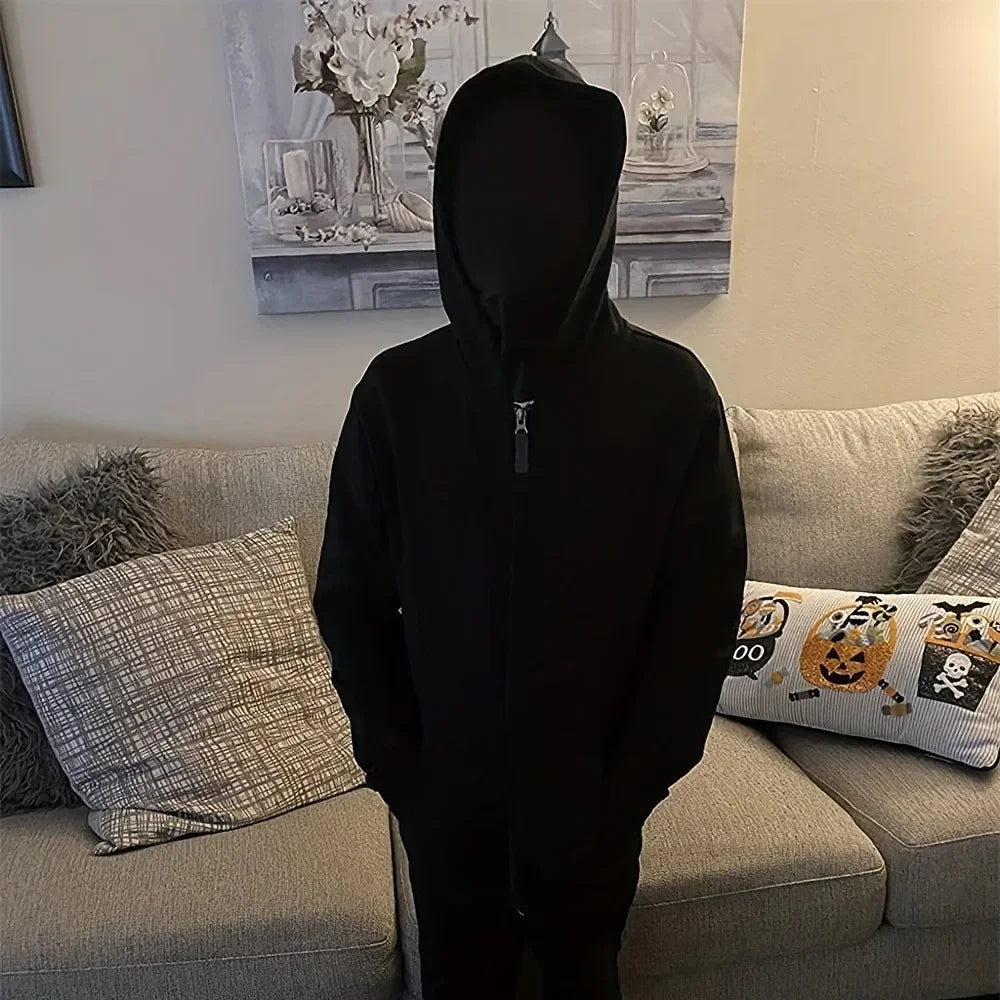 Black Hood Halloween Cosplay Costumes Spandex Full Mask Role Play Adult Ghost Festival Props Party Carnival Dress Up Accessories