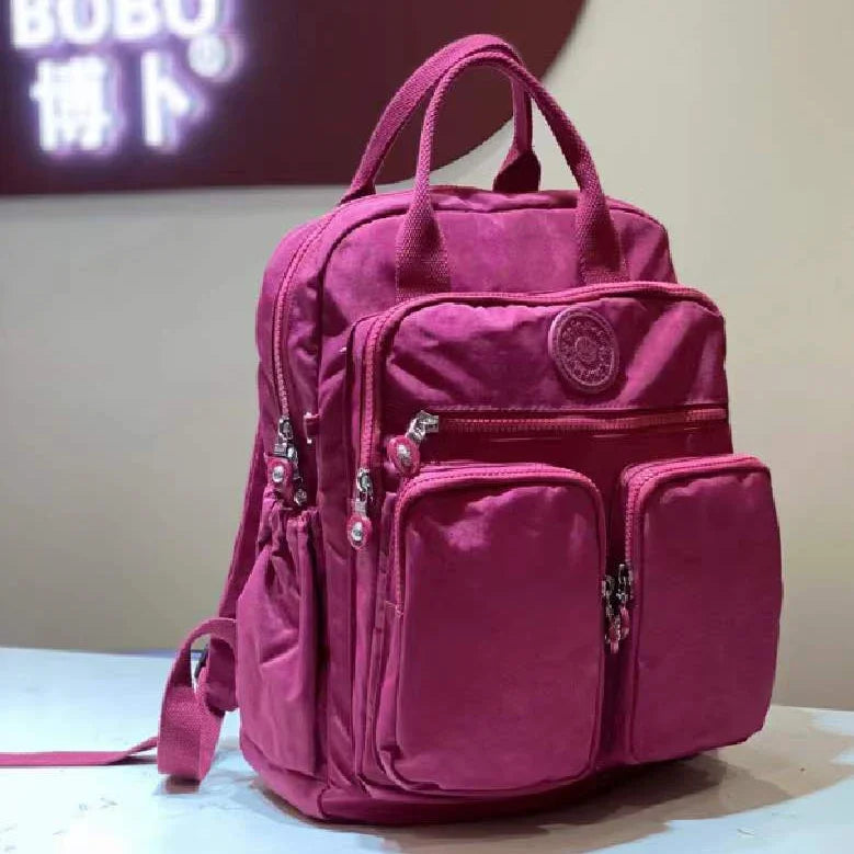 Fashion Woman Backpack Waterproof Nylon Soft Handle Solid Multi-pocket Travel Zipper Feminina School Bags Laptop Backpack