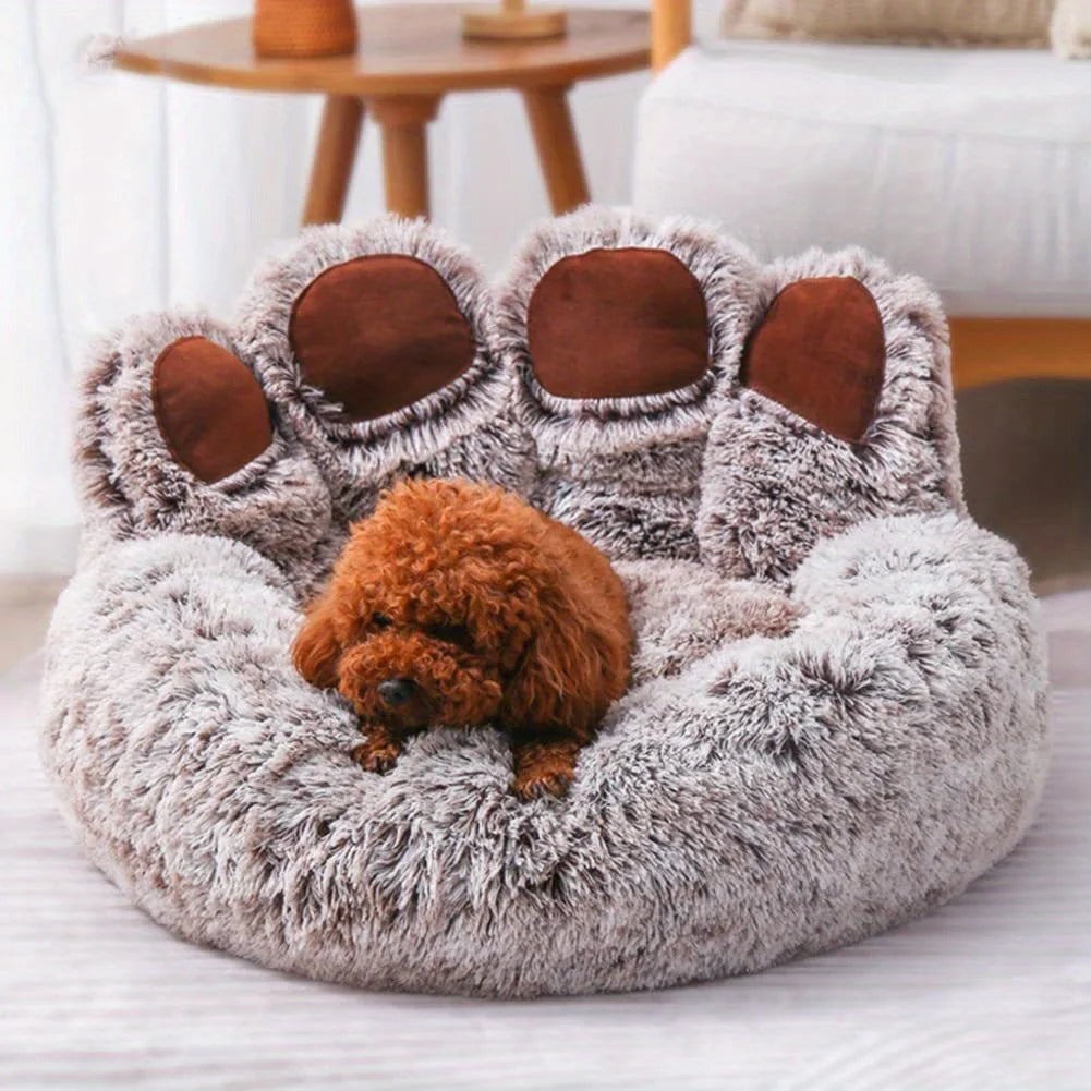 Dog Bed Cat Pet Sofa Cute Bear Paw Shape Comfortable Cozy Pet Sleeping Beds For Small Medium Large Soft Fluffy Cushion Dog Bed