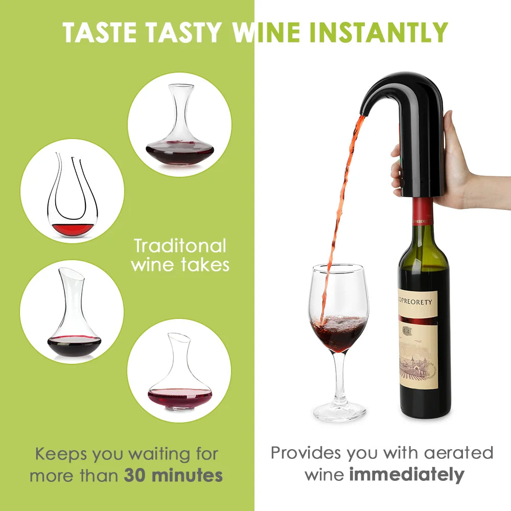 Electric Wine Pourer Wine Aerator Portable Pourer Instant Wine Decanter Dispenser Pump One-Touch Automatic USB Rechargeable