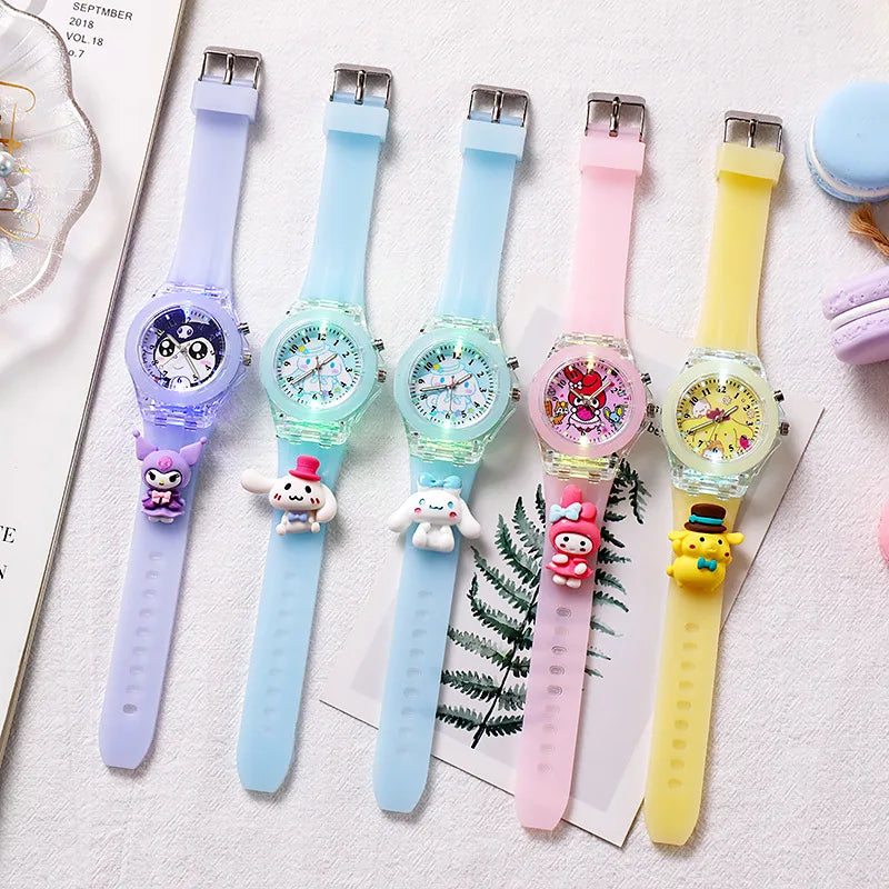 3D Mickey Children Watches Girls Color Light Source Silicone Minnie Kids Watch Ladies Quartz Clock Gifts Relogio Feminino