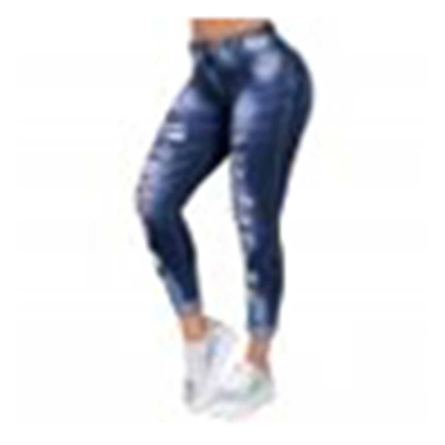 Women Fashion Hip Hop Broken Holes Denim Jeans Cord Ripped Pencil Pants