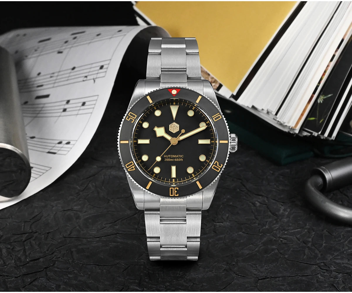 San Martin Watch BB54 Retro Men 37mm Diving Watch NH35 Mechanical Stainless Steel Watches Waterproof 20Bar SN0138 Sapphire Glass